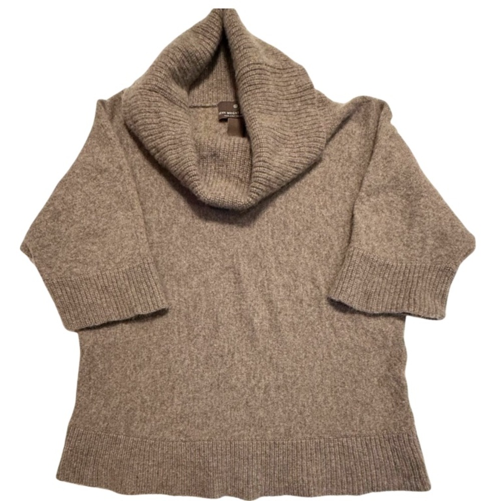 Fenn Wright Manson Sweater 100% Cashmere Cowl Neck Women Sz Med 1/2 Sleeve Brown